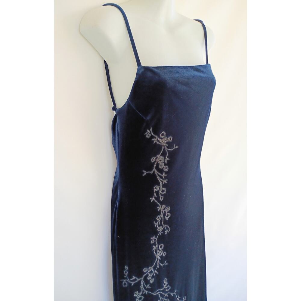 Rampage Vintage Y2K 90s Blue Formal Velvet Maxi Dress Prom Whimsygoth Size Small - Picture 9 of 12